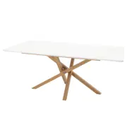 VENTURE DESIGN Piazza Matbord - Vit MDF och Naturmetall (180 x 90 cm)