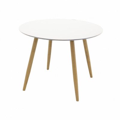 VENTURE DESIGN Plaza Matbord - Vit MDF och Naturmetall