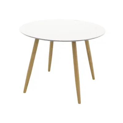 VENTURE DESIGN Plaza Matbord - Vit MDF och Naturmetall