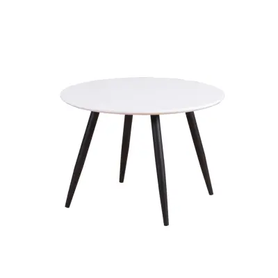 VENTURE DESIGN Plaza matbord - vit MDF och svart metall (Ø60)