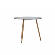 VENTURE DESIGN Polar matbord, runt - svart MDF och stål med eklook (Ø90)