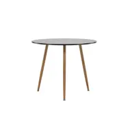 VENTURE DESIGN Polar matbord, runt - svart MDF och stål med eklook (Ø90)