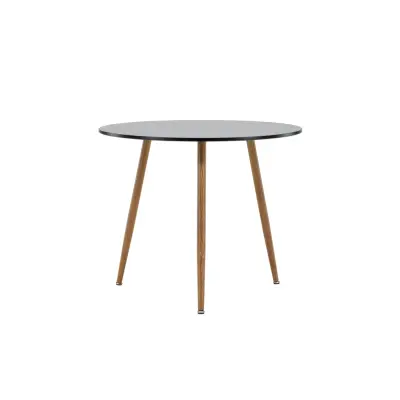 VENTURE DESIGN Polar matbord, runt - svart MDF och stål med eklook (Ø90)