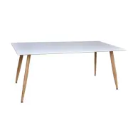 VENTURE DESIGN Polar matbord, rektangulärt - vit MDF och naturligt stål (90x180)