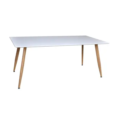 VENTURE DESIGN Polar matbord, rektangulärt - vit MDF och naturligt stål (90x180)