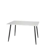 VENTURE DESIGN Polar matbord, rektangulärt - vit MDF och svart stål (120x80)