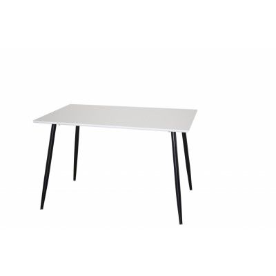 VENTURE DESIGN Polar matbord, rektangulärt - vit MDF och svart stål (120x80)