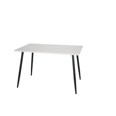 VENTURE DESIGN Polar matbord, rektangulärt - vit MDF och svart stål (120x80)