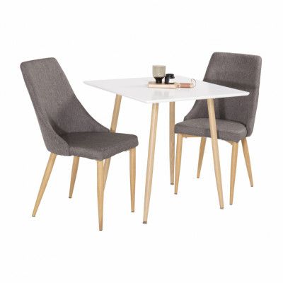 VENTURE DESIGN Polar matbord - vit MDF och naturligt järn