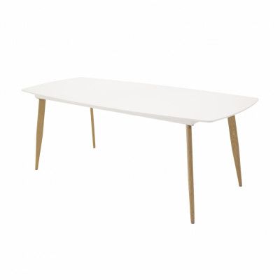 VENTURE DESIGN Polar Matbord - Vit MDF och Naturmetall (240 x 100 cm)