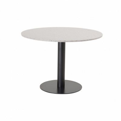 VENTURE DESIGN Razzia Matbord - Grå Terrazzo och Svart Metall (Ø 106 cm)