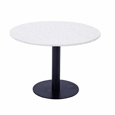 VENTURE DESIGN Razzia Matbord - Vit Terrazzo och Svart Metall (Ø 106 cm)