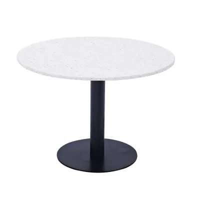 VENTURE DESIGN Razzia Matbord - Vit Terrazzo och Svart Metall (Ø 106 cm)