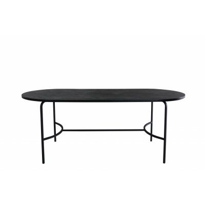 VENTURE DESIGN Skate matbord, ovalt - svart faner och svart stål (200x90)
