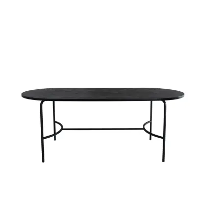 VENTURE DESIGN Skate matbord, ovalt - svart faner och svart stål (200x90)