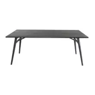 VENTURE DESIGN Sleek Matbord, med Utdragsfunktion - Svart Ekfanér och Svart Metall (190 x 95 cm)