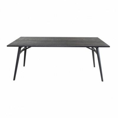 VENTURE DESIGN Sleek Matbord, med Utdragsfunktion - Svart Ekfanér och Svart Metall (190 x 95 cm)