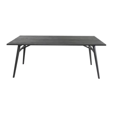 VENTURE DESIGN Sleek Matbord, med Utdragsfunktion - Svart Ekfanér och Svart Metall (190 x 95 cm)