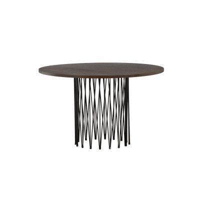 VENTURE DESIGN Stenmatbord, runt - mockafaner och svart stål (Ø120)