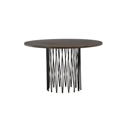 VENTURE DESIGN Stenmatbord, runt - mockafaner och svart stål (Ø120)