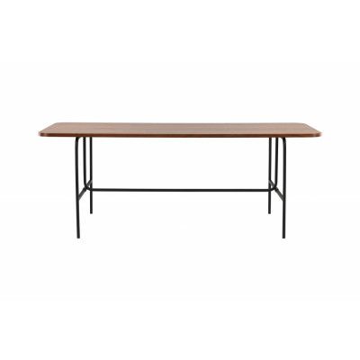 VENTURE DESIGN Uno matbord, rektangulärt - valnötsfärgad faner och svart stål (200x90)
