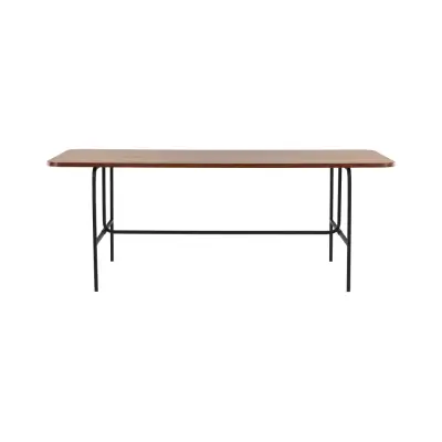 VENTURE DESIGN Uno matbord, rektangulärt - valnötsfärgad faner och svart stål (200x90)