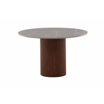 VIND COLLECTION Austin matbord, runt - grå MDF med marmormönster och mörkbrunt ask (Ø120)