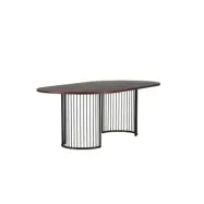 VIND COLLECTION Hamneskär matbord, ovalt - valnötsfaner och svart stål (220x110)