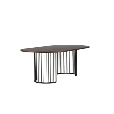 VIND COLLECTION Hamneskär matbord, ovalt - valnötsfaner och svart stål (220x110)