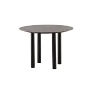 VIND KOLLEKTION Havstone matbord, runt - glas med brunt marmormönster och svart metall (Ø106)