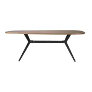 WHITE LABEL LIVING Chase matbord, organiskt rektangulärt - brun MDF och svart järn (180x90)