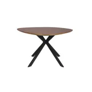 WHITE LABEL LIVING Chase matbord, organiskt runt - brun MDF och svart metall (Ø110)