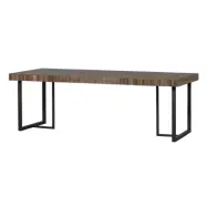 WOOOD EXCLUSIVE Maxime matbord, rektangul&auml;rt - naturlig &aring;tervunnen teak och svart j&auml;rn