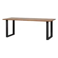 WOOOD EXKLUSIVT Jimmy matbord, U-ben, rektangul&auml;rt - brun valn&ouml;tsfinish och svart metall