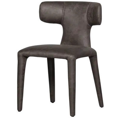 WOOOD PERMIT MATSSTOL I LÄDERUTSÄTTNING SVART/GRÅ