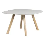 WOOOD Tablo matbord, med organisk form, fyrkantig - dimmig grå ask och naturlig ek (130x130)