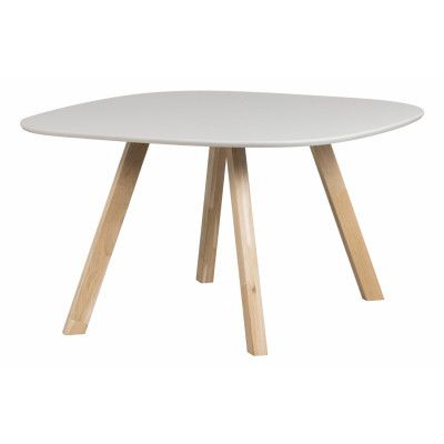 WOOOD Tablo matbord, med organisk form, fyrkantig - dimmig grå ask och naturlig ek (130x130)