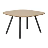 WOOOD Tablo matbord, med organisk form, fyrkantigt - naturlig ek och svart stål (130x130)