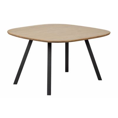 WOOOD Tablo matbord, med organisk form, fyrkantigt - naturlig ek och svart stål (130x130)