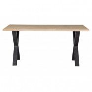 WOOOD Tablo matbord med vågig kant, rektangulärt - naturlig ek och svart stål (160x90)