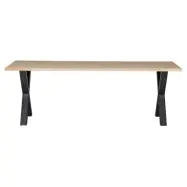 WOOOD Tablo matbord med vågig kant, rektangulärt - naturlig ek och svart stål (199x90)