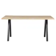 WOOOD Tablo matbord med vågig kant, rektangulärt - naturlig ek och svart stål (160x90)