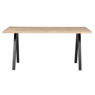 WOOOD Tablo matbord med vågig kant, rektangulärt - naturlig ek och svart stål (160x90)