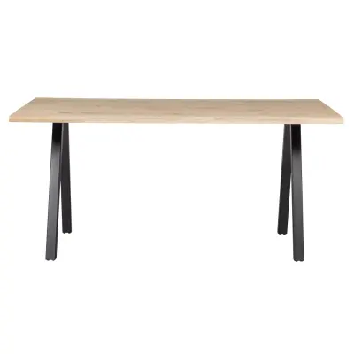 WOOOD Tablo matbord med vågig kant, rektangulärt - naturlig ek och svart stål (160x90)