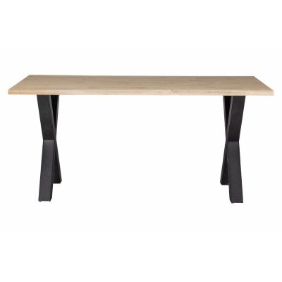 WOOOD Tablo matbord med vågig kant, rektangulärt - naturlig ek och svart stål (160x90)