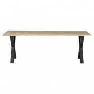 WOOOD Tablo matbord med vågkant, rektangulärt - naturlig ek och svart stål (220x90)