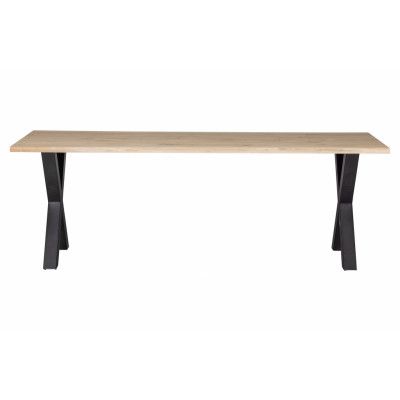 WOOOD Tablo matbord med vågkant, rektangulärt - naturlig ek och svart stål (220x90)