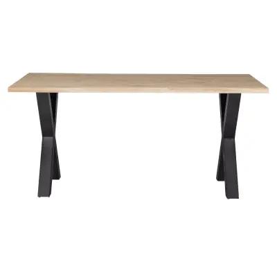 WOOOD Tablo matbord med vågkant, rektangulärt - naturlig ek och svart stål (180x90)