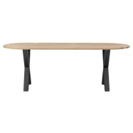 WOOOD Tablo matbord, ovalt - naturlig ek och svart stål (220x90)