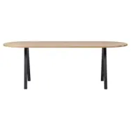 WOOOD Tablo matbord, ovalt - naturlig ek och svart stål (220x90)